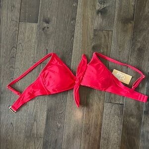 Kona Sol Red Bikini Top Size Small with Tie Detail